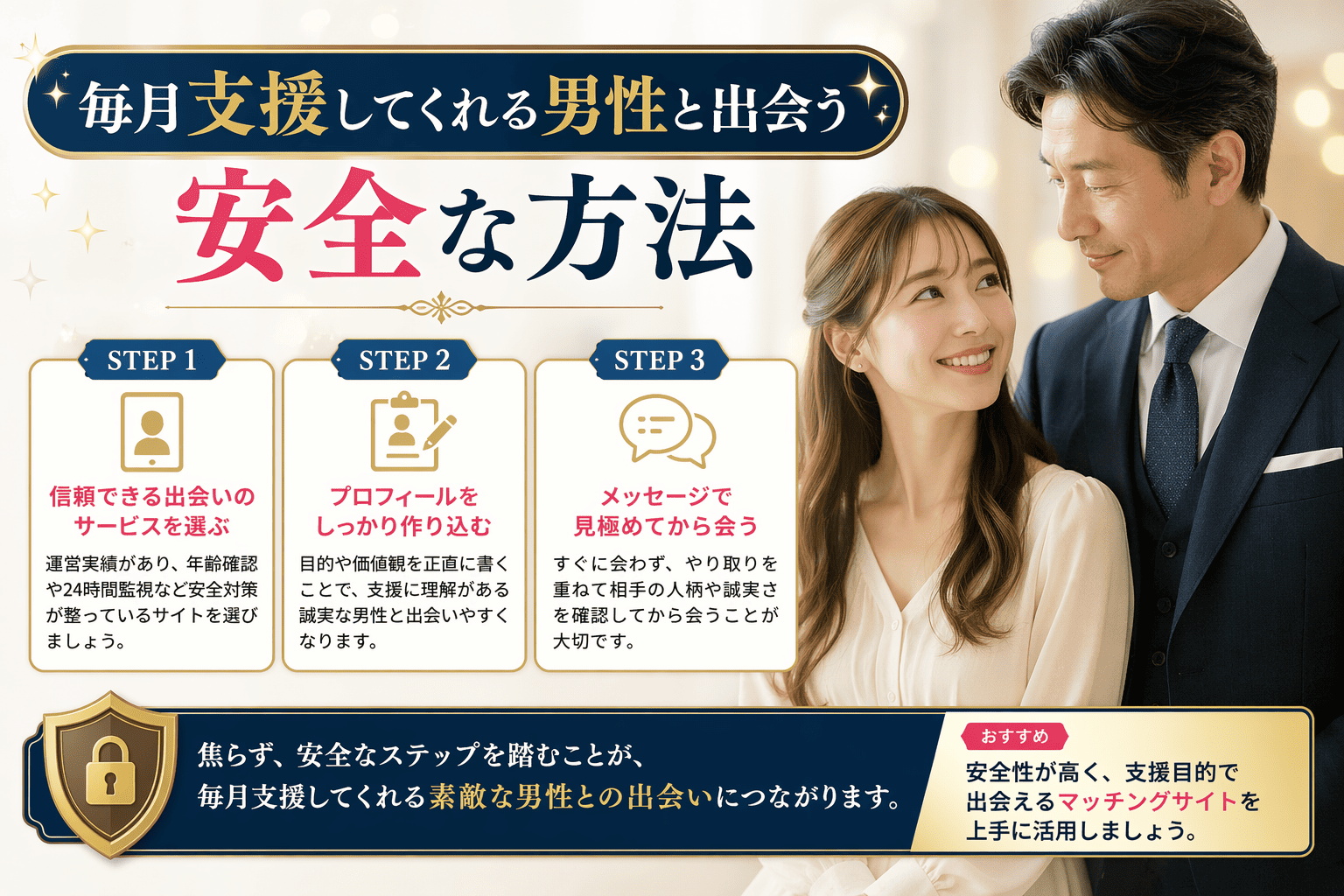毎月支援してくれる男性と出会う安全な方法